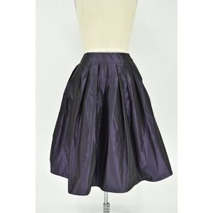 NWT REBECCA MOSES midnight purple pleated taffeta midi skirt size XS women's